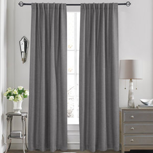 Olivia Solid Blackout Thermal Rod Pocket Curtain Panels (Set of 2)
