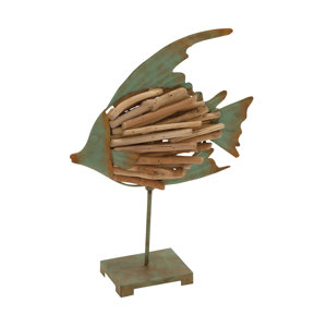 Decorative Driftwood Metal Fish Figurine