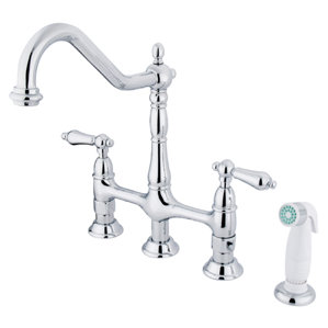 Kingston Brass Heritage Double Handle Widespread Kitchen Faucet with Side Spray