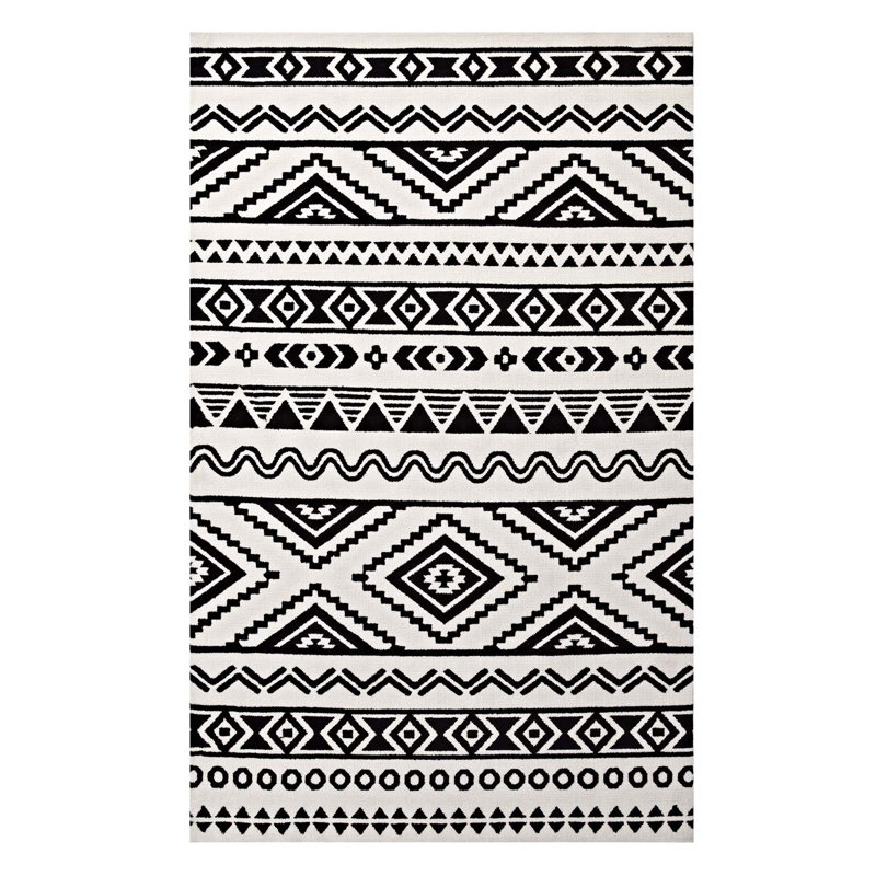 Ivy Bronx Shaun Geometric Moroccan Tribal Black White Area Rug Wayfair Shaun Geometric Moroccan Tribal Black White Area Rug