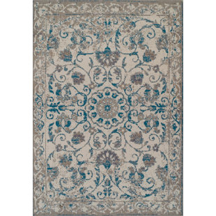 View Innisbrook Traditional Vintage Distressed Scatter Blue Indoor outdoor