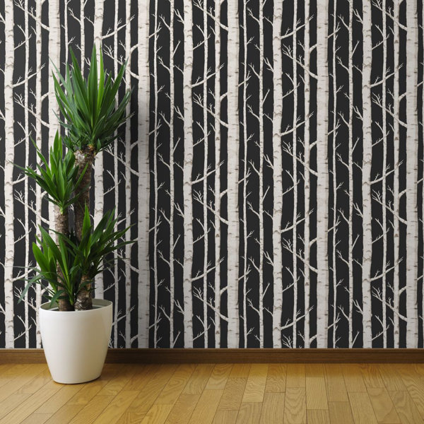 Ebern Designs Helin Rustic Trees Removable Peel And Stick Wallpaper Roll Wayfair