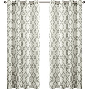 Glenburn Geometric Semi-Sheer Grommet Single Curtain Panel