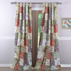 Bauer Patchwork Sheer Tab Top Curtain Panels (Set of 2)