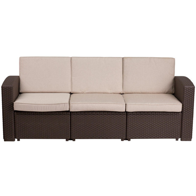 Clifford Faux Rattan Sofa With Cushions