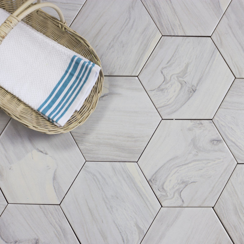 Abolos Artisan Wood Hexagon 8" x 8" Ceramic Wood Look Tile ... (800 x 800 Pixel)