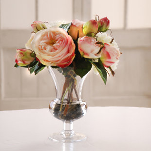 Fake Roses In Vase Wayfair Roses Centerpiece In Decorative Vase