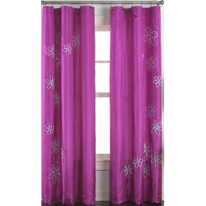 Jillian Nature/Floral Semi-Sheer Rod Pocket Single Curtain Panel