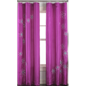 Jillian Nature/Floral Semi-Sheer Rod Pocket Single Curtain Panel