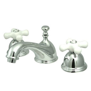 Widespread Bathroom Faucet with Double Porcelain Cross Handles