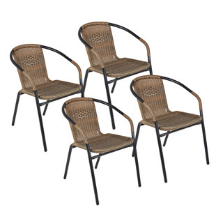 Modern Cushionless Outdoor Dining Chairs Allmodern Pineville Rattan Patio Dining Chair Set Of 4