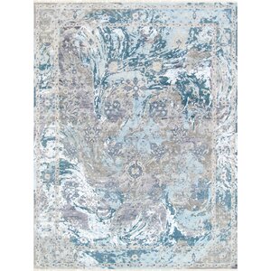 Transitional Hand Knotted Wool Blue/Gray Area Rug