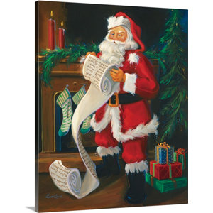 Christmas Art 'Checking the List' by Susan Comish Painting Print on Wrapped Canvas