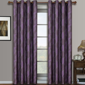 Woodard Jacquard Geometric Semi-Sheer Grommet Curtain Panels (Set of 2)