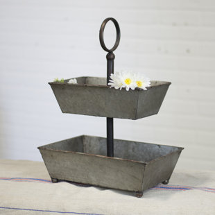 Galvanized Metal 3 Tier Stand Wayfair Galvanized Metal 2 Tiered Stand