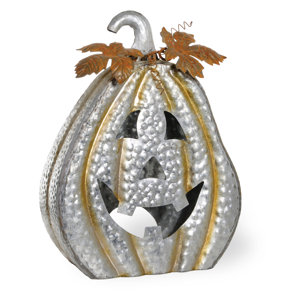 Galvanized Leafy Jack Lantern