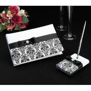 Damask Guest Book and Pen Set