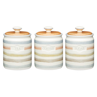Coffee Tea Sugar Containers Wayfair Co Uk Clic Striped 3 Piece Ceramic Coffee Tea Sugar Set
