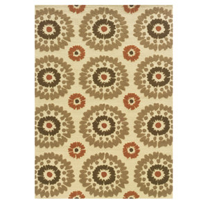 Savanah Hand-Tufted Ivory/Brown Outdoor Area Rug