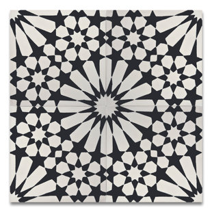 Black And White Tile Floor Wayfair Agdal 8 X Handmade Cement Tile In Black White