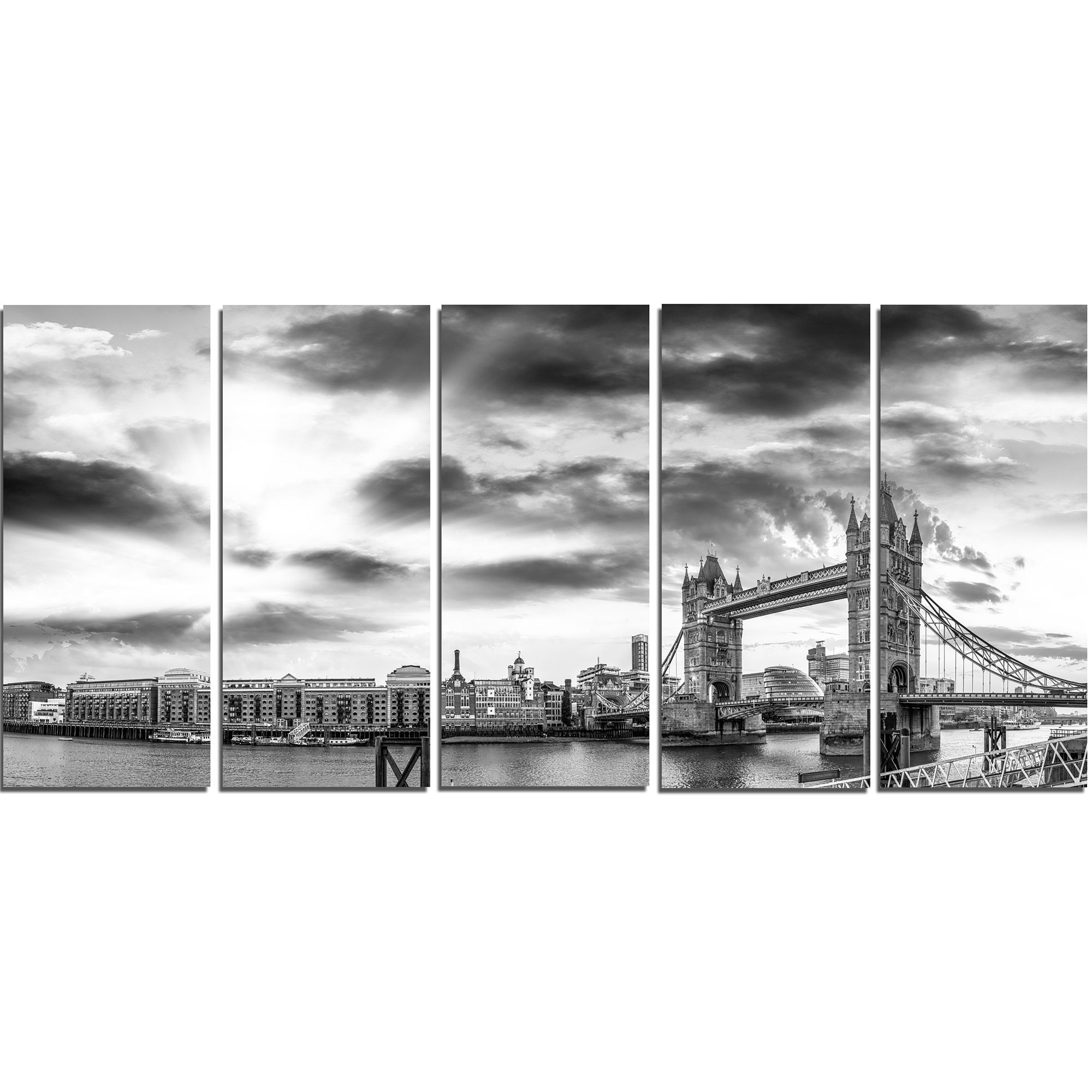 Designart Black And White View Of London Panorama 5 Piece Wall Art Designart Black And White View Of London Panorama 5 Piece Wall Art On Wred Canvas Set Wayfair
