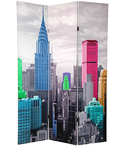 Oriental Furniture Colorful New York Scene 3 Panel Room Divider Oriental Furniture Colorful New York Scene 3 Panel Room Divider Reviews Wayfair