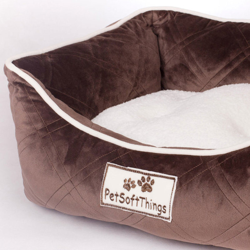 Pet Soft Things Super Soft Quilted Dog Bed with Removable Pillow
