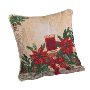Tapestry Throw Pillows Wayfair Quijano Decorative Christmas Poinsettias Candles Design Tapestry Throw Pillow