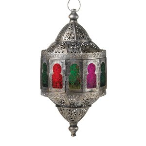 Moroccan Hanging Iron and Glass Lantern