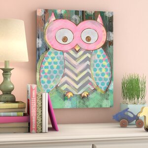 Stella Distressed Woodland Owl Canvas Wall Art