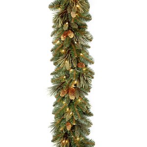 Pre-Lit Pine Garland with 100 Clear Lights