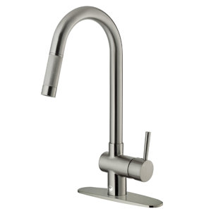 VIGO Gramercy Single Handle Pull-Down Kitchen Faucet with Deck Plate