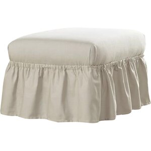 Cotton Duck Ruffle Ottoman Slipcover