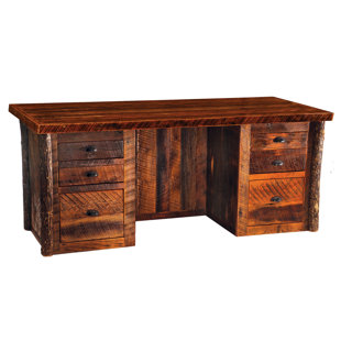 Reclaimed Barnwood Furniture Wayfair Reclaimed Barnwood 6 Drawer Executive Desk