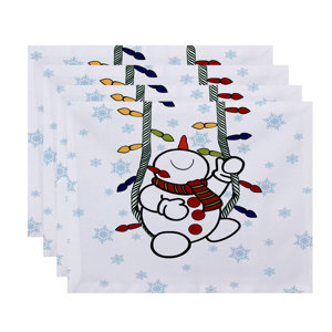 Winter Snowman Geometric Print Placemat (Set of 4)