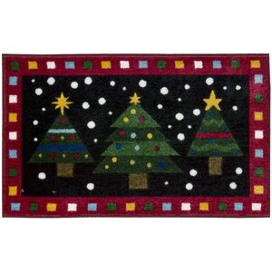 Christmas Trees Red Area Rug