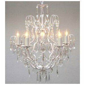 Clemence 5-Light White Crystal Chandelier with Chain and Wire