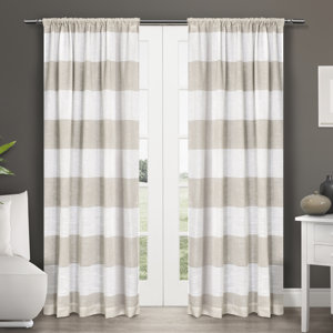 Plant City Striped Sheer Rod Pocket Curtain Panels (Set of 2)