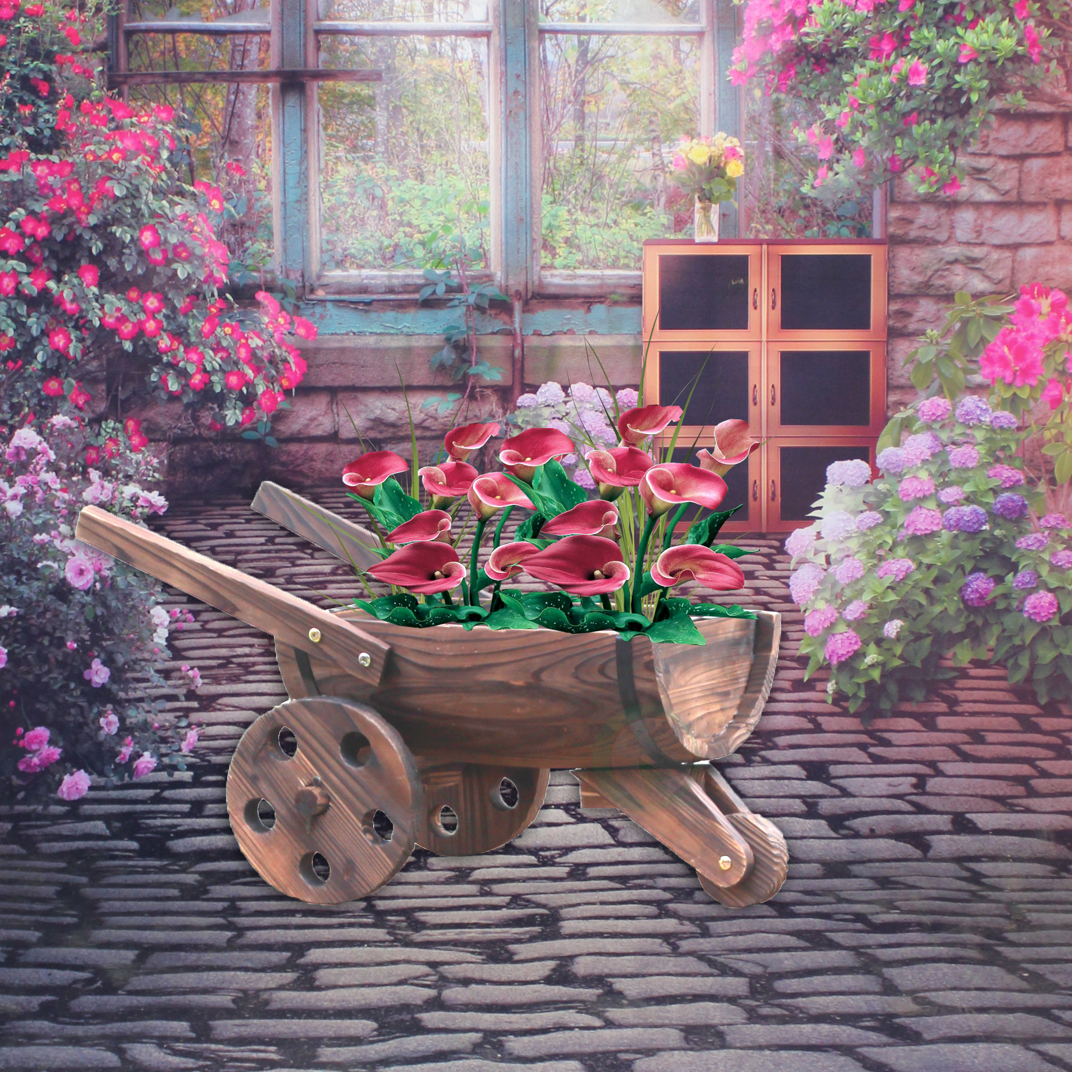 Gardenised Wood Wheelbarrow Planter Wayfair