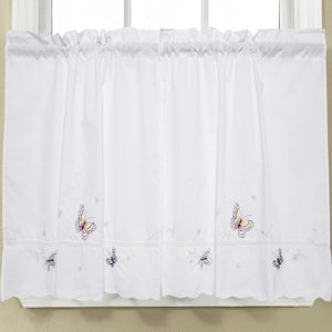 Monarch Embroidered Butterfly Kitchen Tier Curtain (Set of 2)