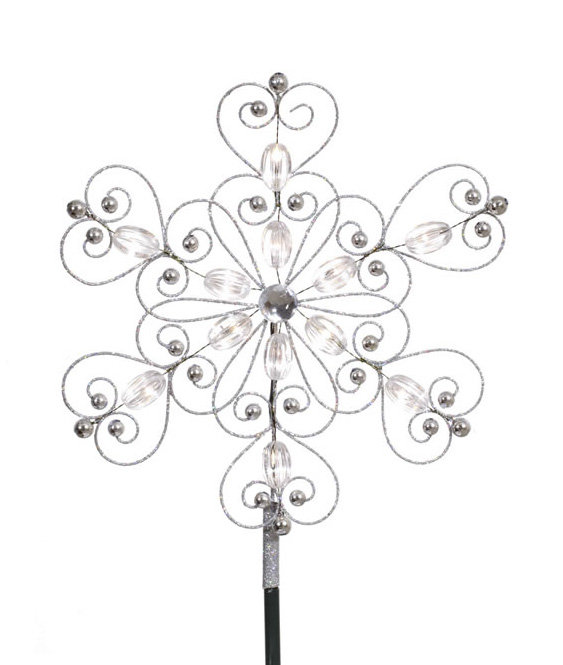 Vickerman 1' Silver Snowflake Christmas Tree Topper with LED Warm Clear