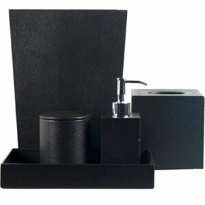 Emilee Genuine Leather 5 Piece Bathroom Accessory Set