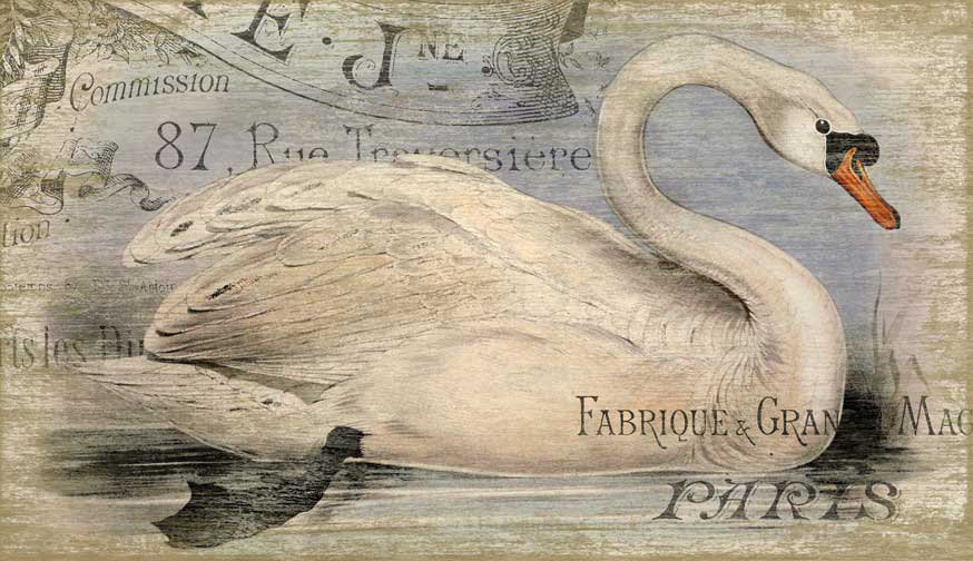 Vintage Signs French Swan by Suzanne Nicoll Graphic Art Plaque