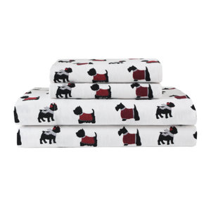 Winter Nights Dogs 100% Cotton Flannel Sheet Set