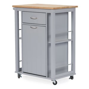 Baxton Studio Yonkers Kitchen Cart with WoodenTop