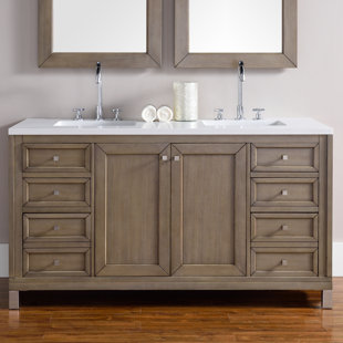 White Washed Oak Vanity Wayfair Valladares 60 Double Ceramic Sink White Washed Walnut Bathroom Vanity Set