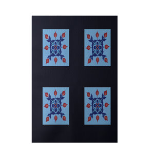 Geometric Navy Blue Indoor/Outdoor Area Rug