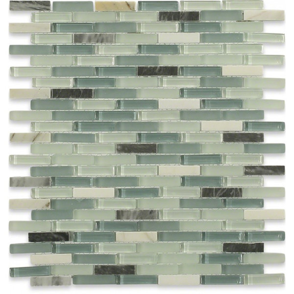 Splashback Tile Cleveland 0 5 X 1 Gl Marble Mosaic In Splashback Tile Cleveland 0 5 X 1 Gl Marble Mosaic In Frosted Seafoam Green Gray Stone Light Wayfair