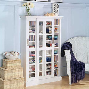 Sliding Door Multimedia Cabinet in Whi..