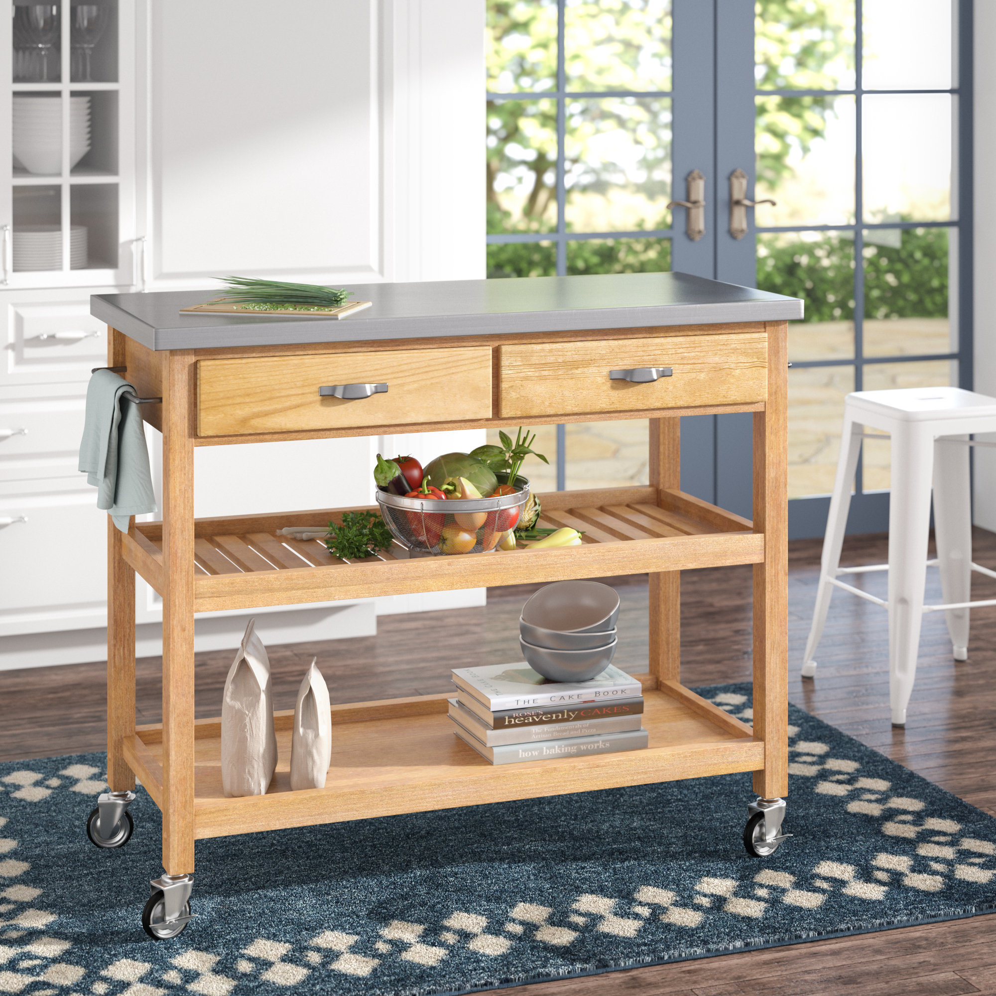 Alcott Hill Drumtullagh Kitchen Cart With Stainless Steel Top Alcott Hill Drumtullagh Kitchen Cart With Stainless Steel Top Reviews Wayfair